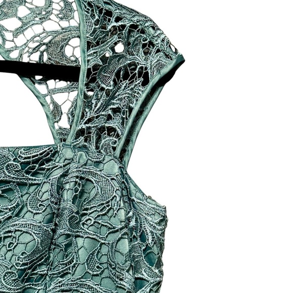 ADRIANNA PAPELL Lace Square Neck Formal Cocktail Blue Dress Size 12 - Picture 5 of 12